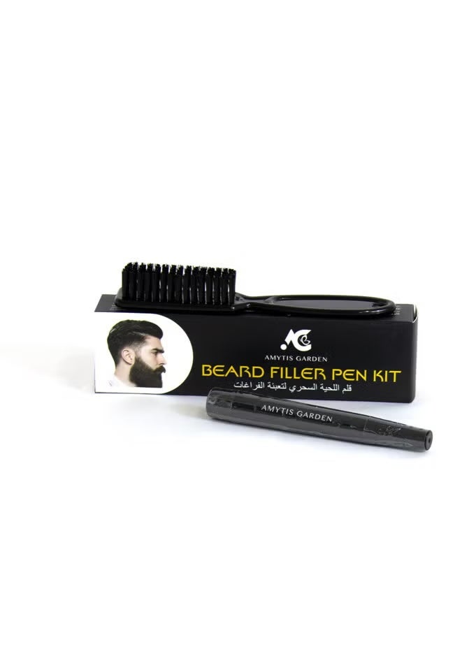 Men's Beard Defining and Filling Pen, Black Waterproof Pen with Bristle Brush for a Natural Look for Men's Beards, Mustaches, and Eyebrows - Image 3